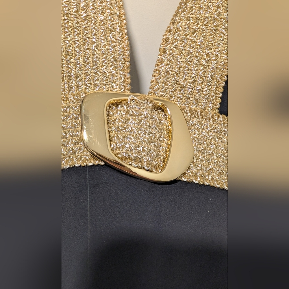 River Island Black & Gold Swimsuit Buckle Plunge - Never Worn - Picture 2 of 10